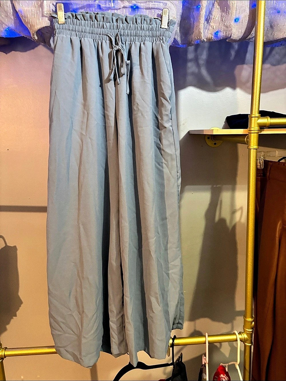 SHEIN Wide Leg Pants in Blue Size Medium